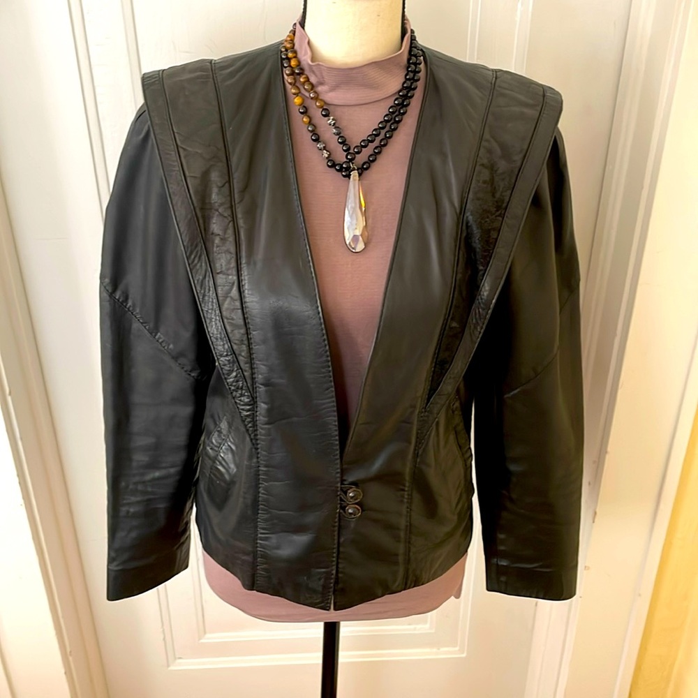 Vintage 90s Black Leather Womens Jacket Size 40/ US 10